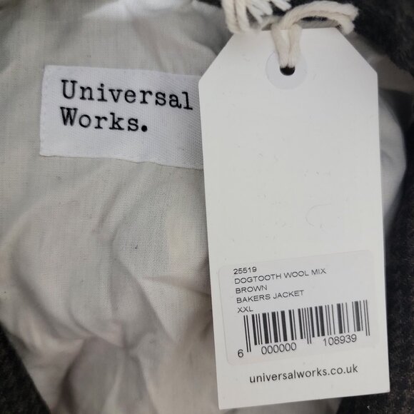 Universal Works Dogtooth Wool Mix Bakers Jacket in Brown XXL NWT - Picture 8 of 8